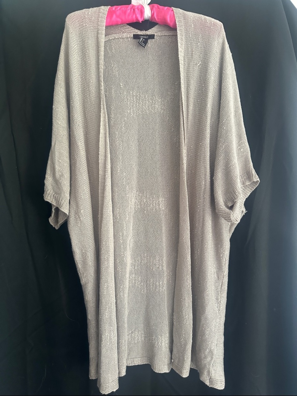 Forever 21 Light Gray Open-Front Draped Sweater Cardigan